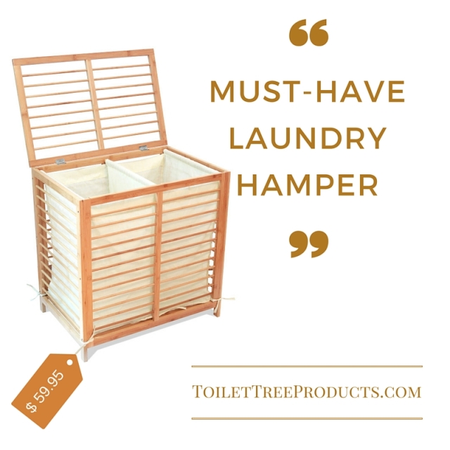 Open slat airy bamboo laundry hamper at discounted price