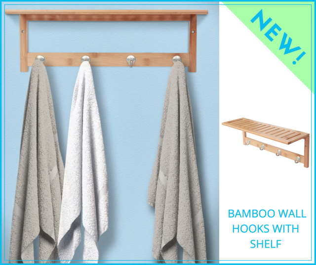 Eco-Friendly bamboo wall hooks with shelf