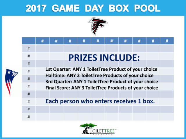 ToiletTree Products' 2017 Game Day Box Pool Contest